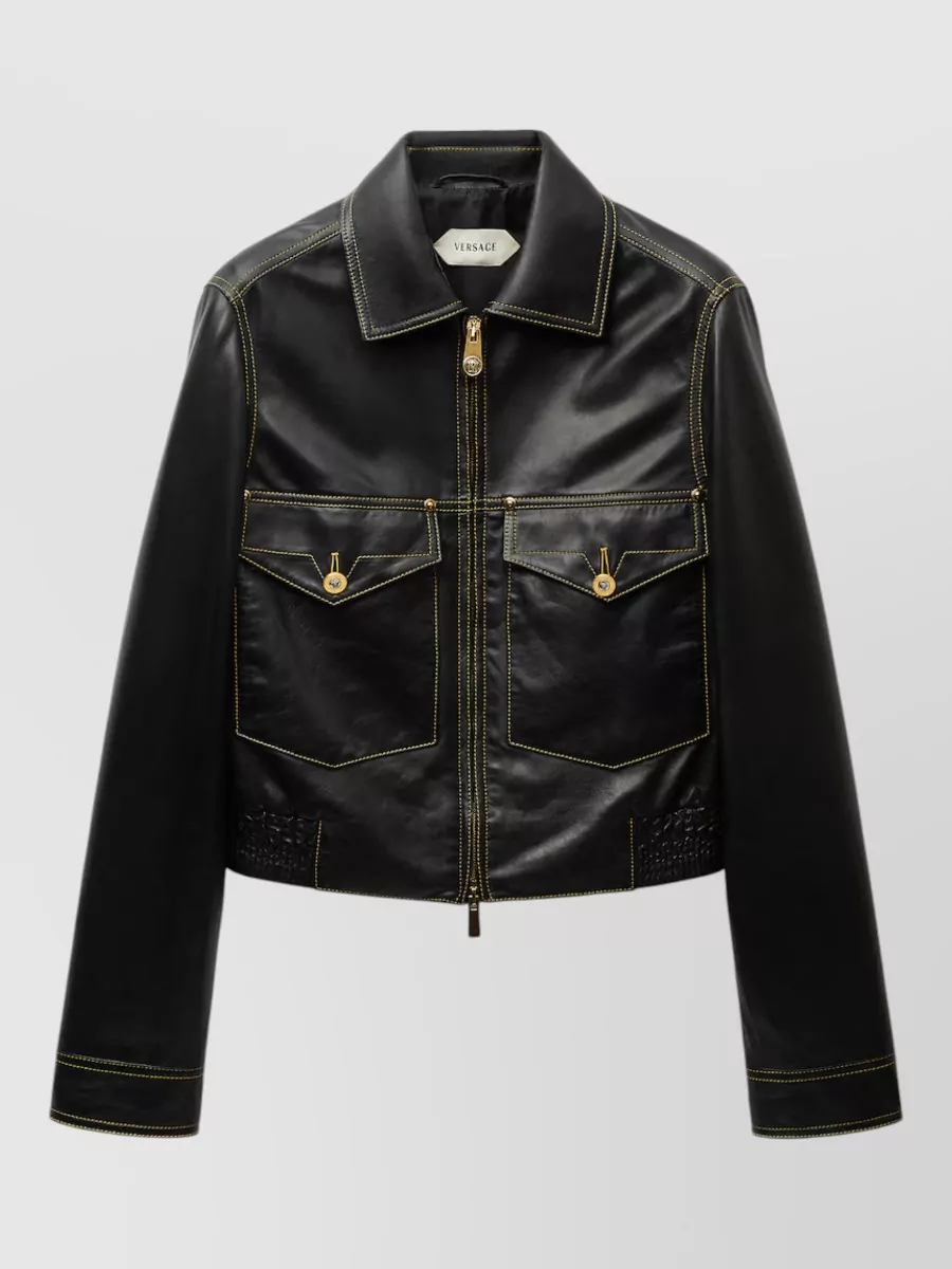 Versace lamb leather regular-fit blouson jacket