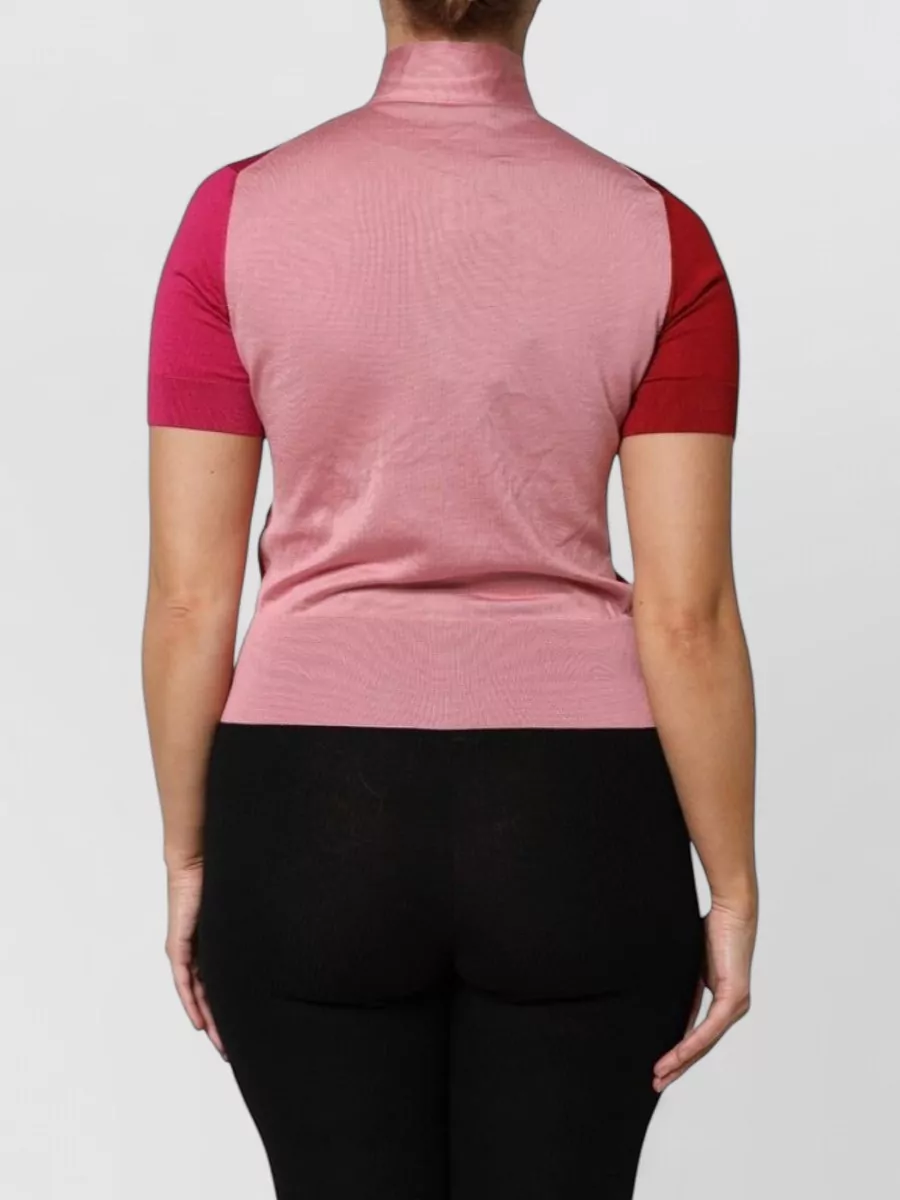 Dolce&Gabbana Silk Ascot Collar Short Sleeve Knitted Top