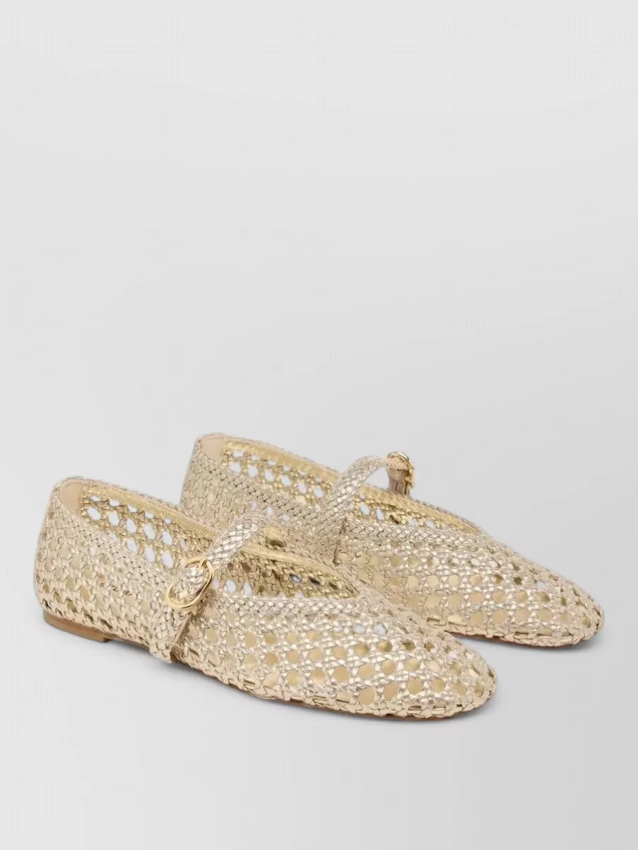 Stuart Weitzman Leather Woven Mary Jane Loafers