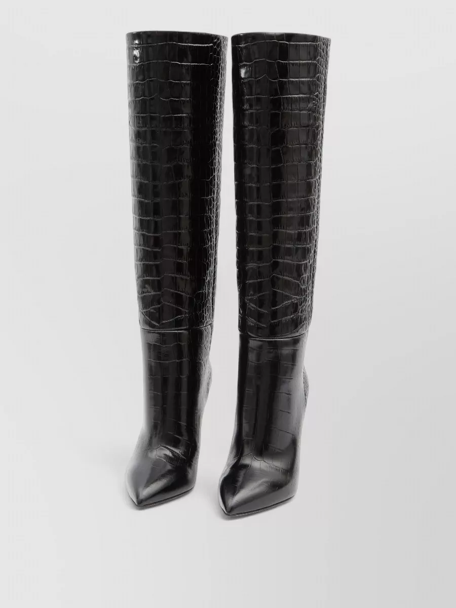 Paris Texas Leather Embossed Knee-High Stiletto Boots
