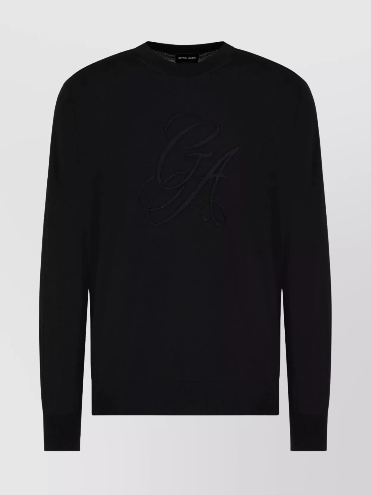 Giorgio Armani Ribbed Crew Neck Sweater With Long Sleeves In Black