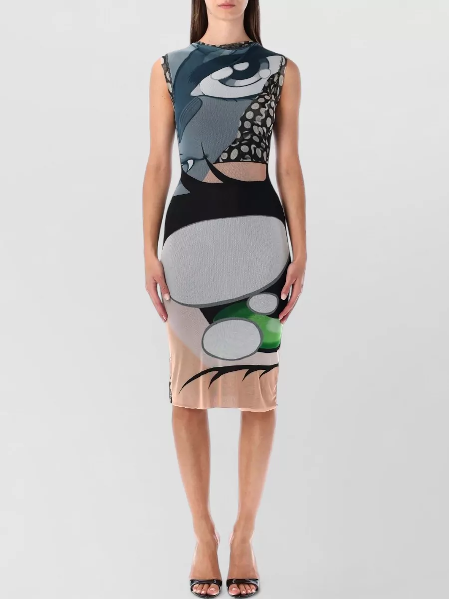Ottolinger Printed Sleeveless Draped Neck Bodycon Midi Dress