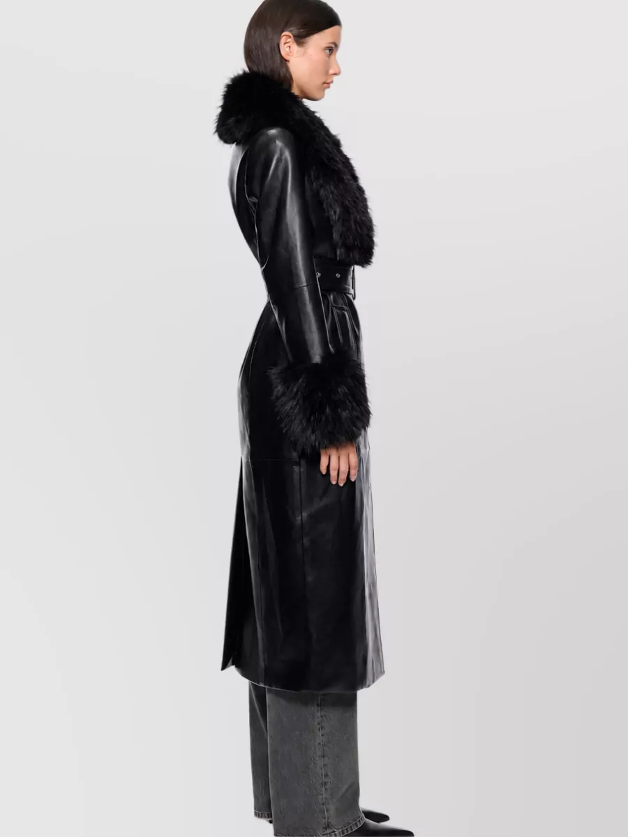 Stand Studio Belted Faux Leather Coat
