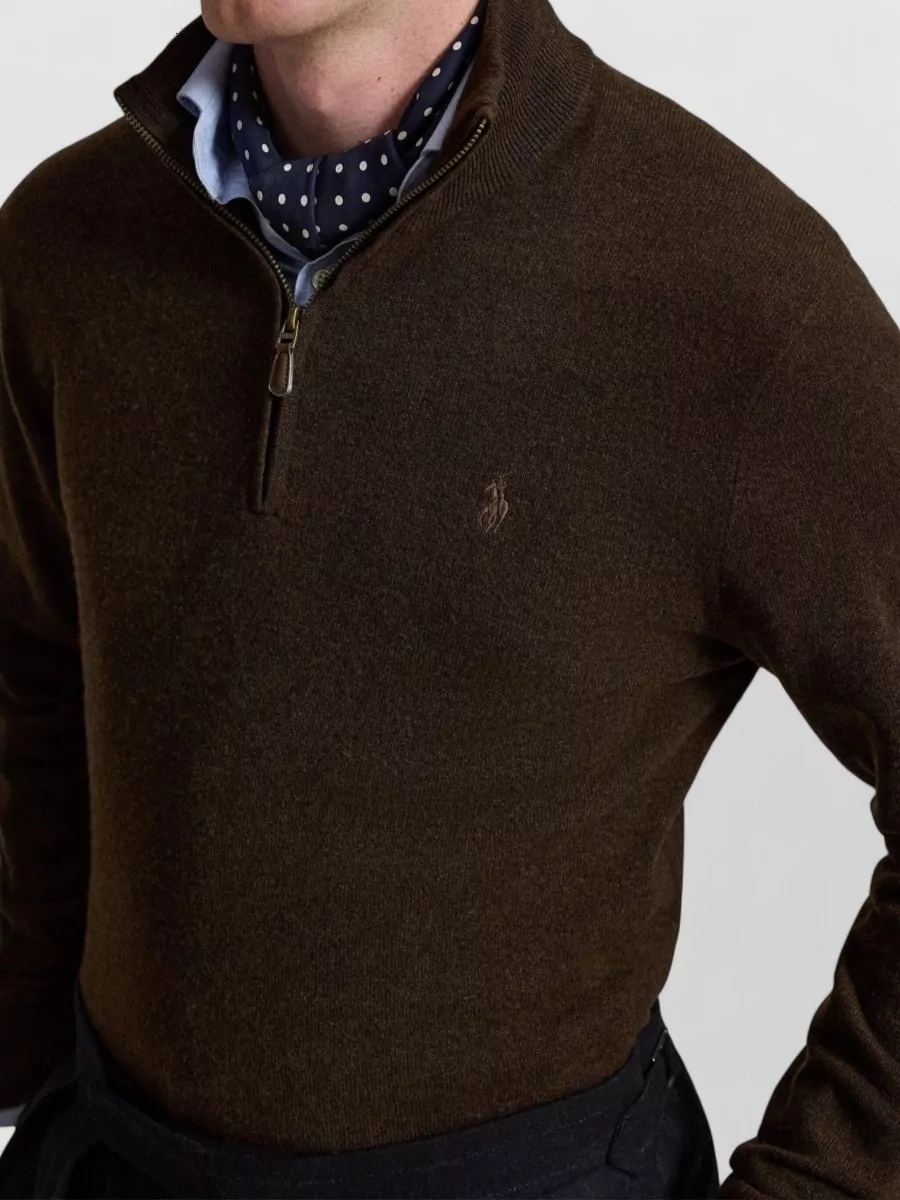 Polo Ralph Lauren Wool Ribbed Mockneck Quarter-Zip Jumper