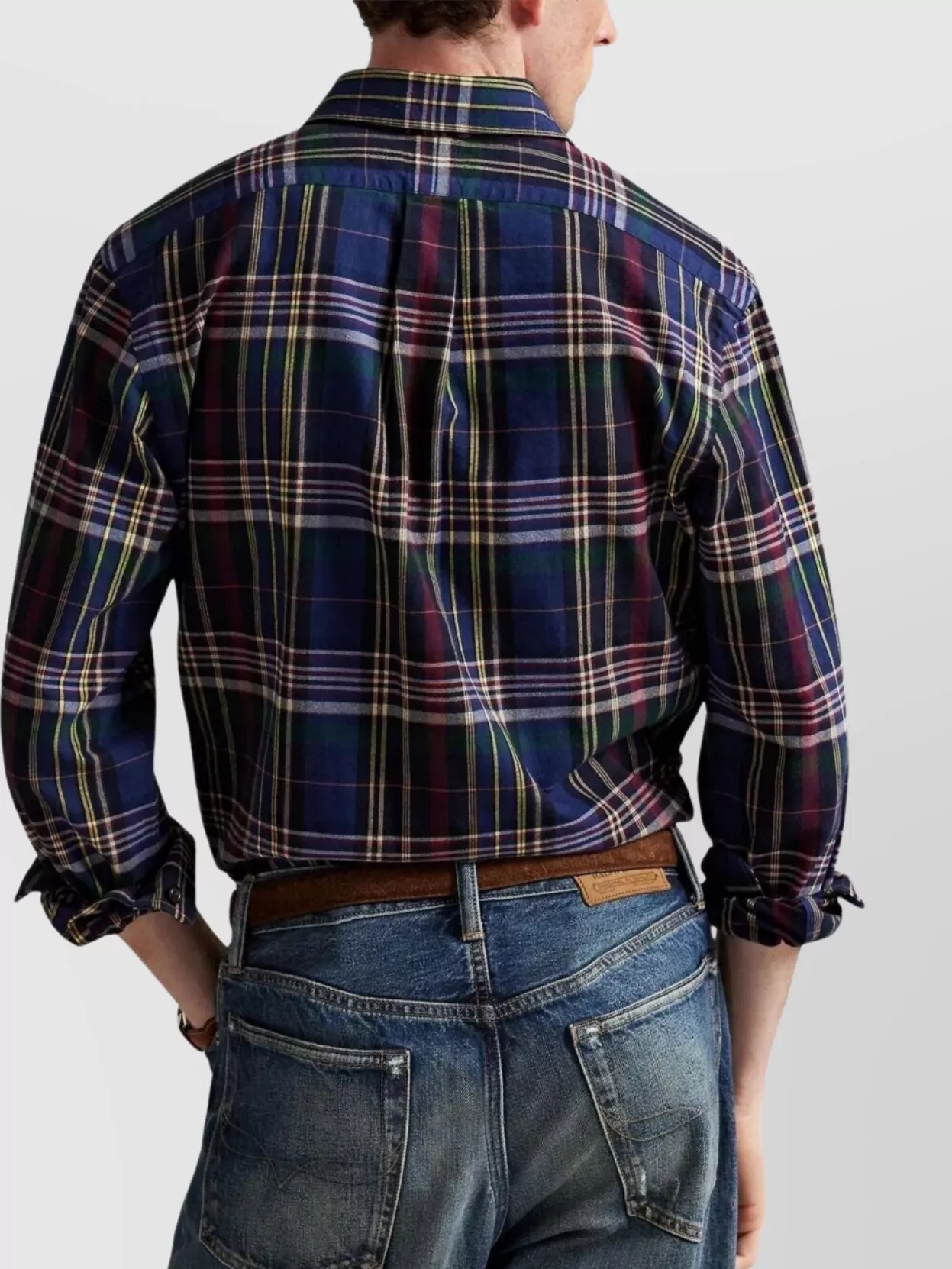 Polo Ralph Lauren Collared Shirt With Curved Hem And Plaid