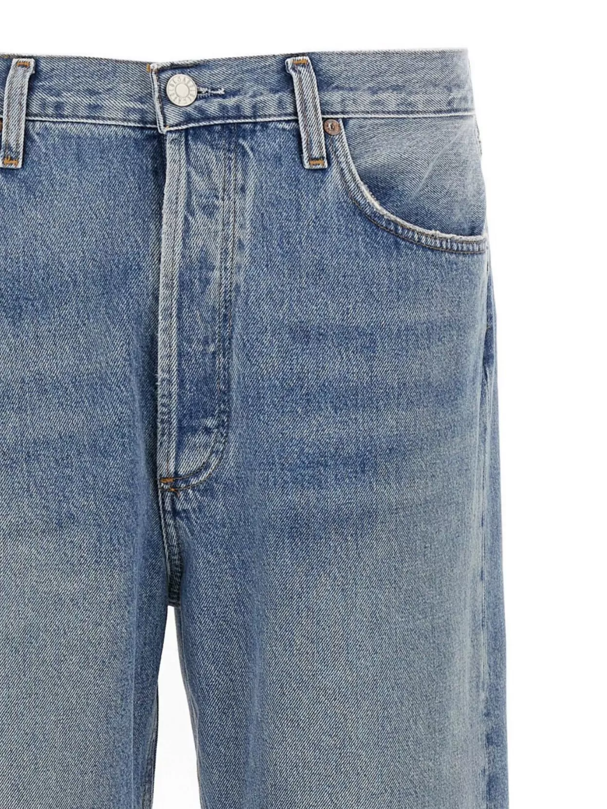 Agolde '90's ' Light Blue Jeans With Rips In Organic Cotton Denim Man