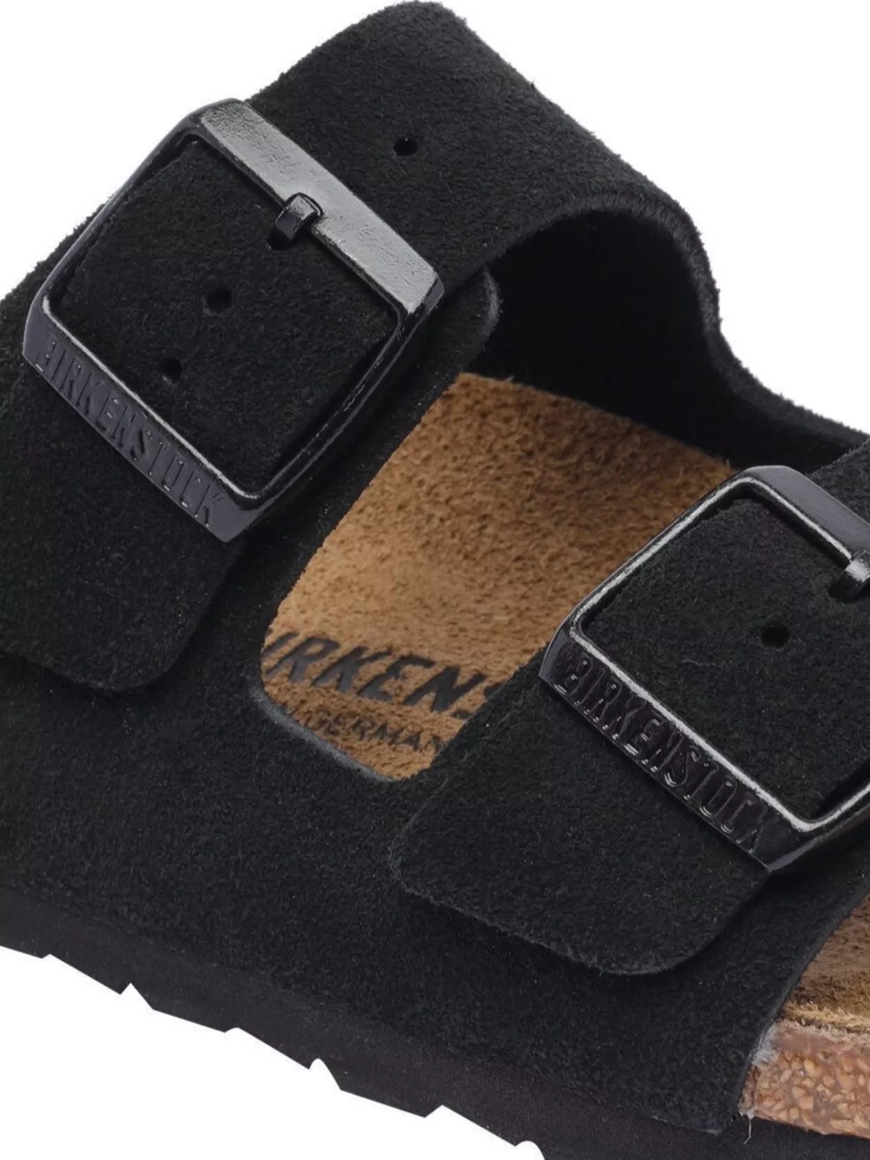 Birkenstock Round Toe Suede Leather Sandals With Logo Buckle
