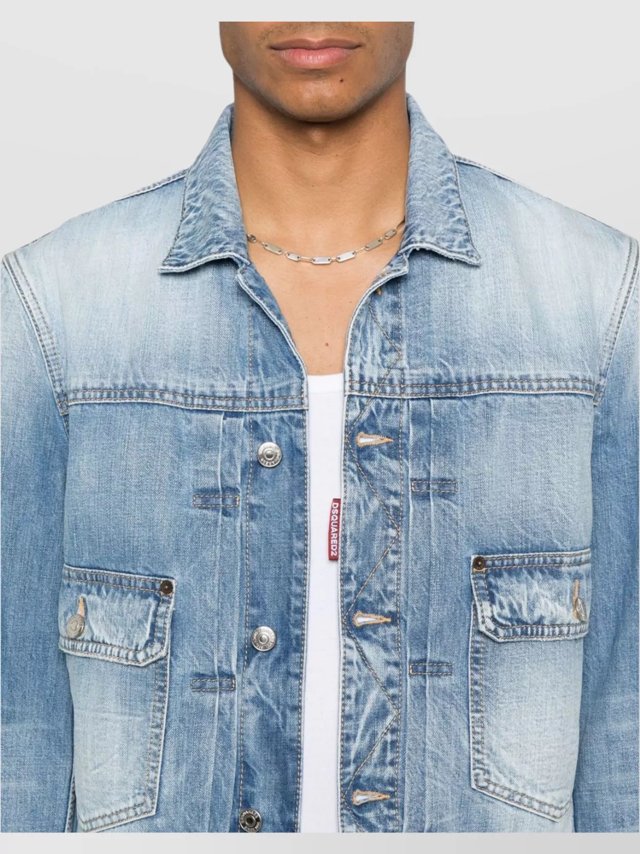 Dsquared2 Denim Jacket With Buttoned Cuffs And Pockets