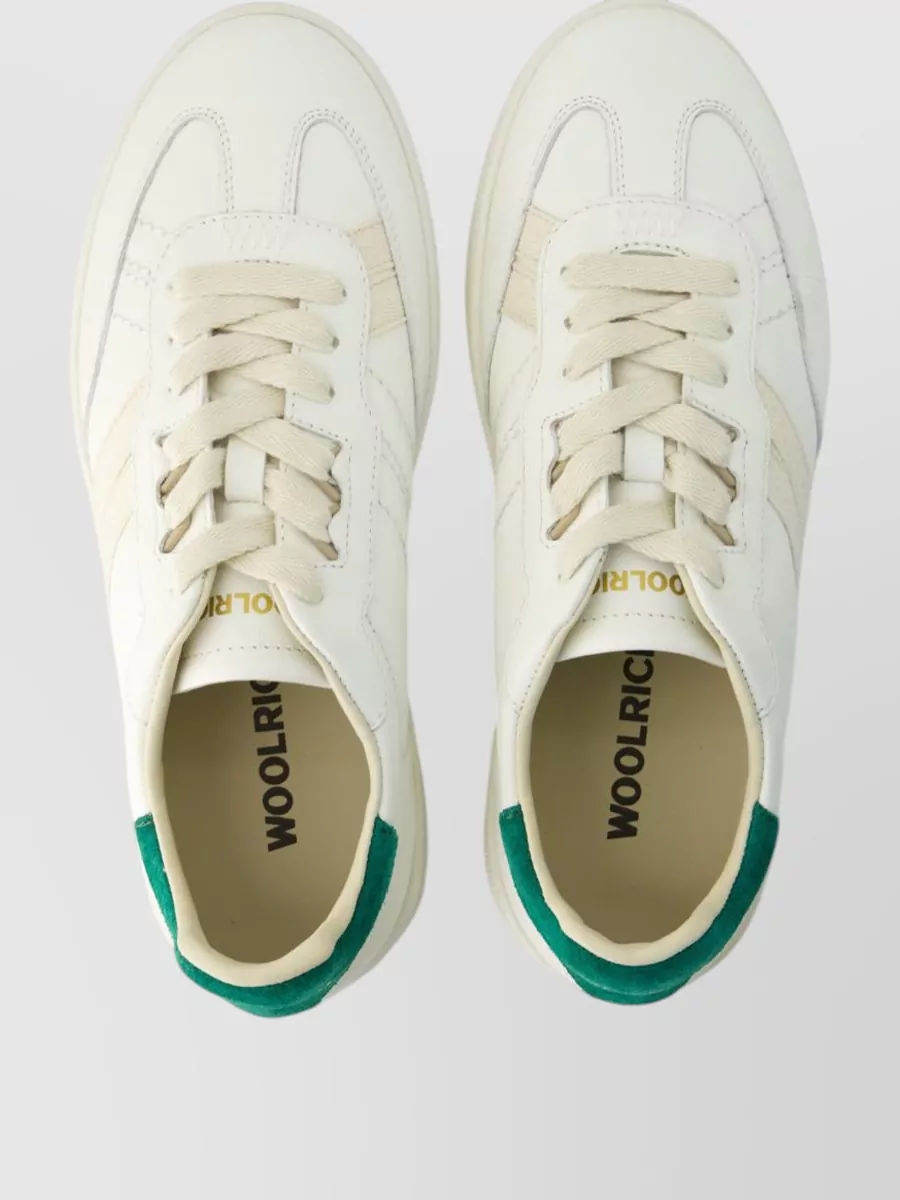 Woolrich Men Leather Sneakers Contrasting Heel Tab