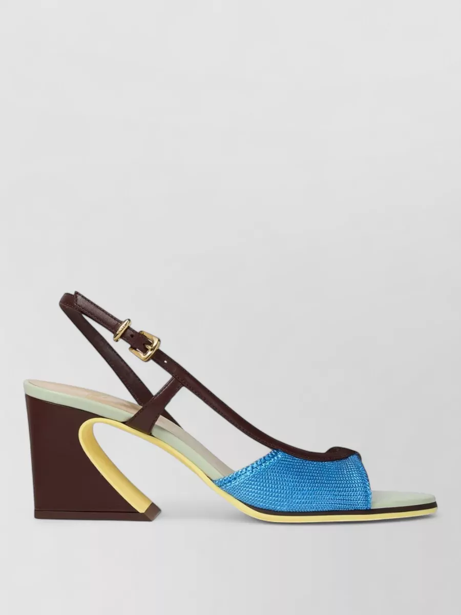 Fendi Knit And Leather Sandals