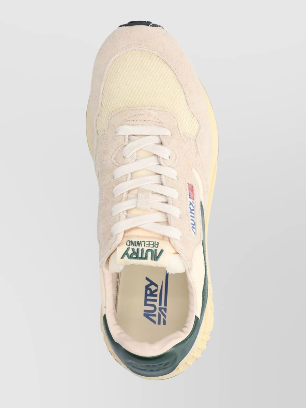 Autry Medalist Sneakers In Beige And Dark Green With Suede Inserts