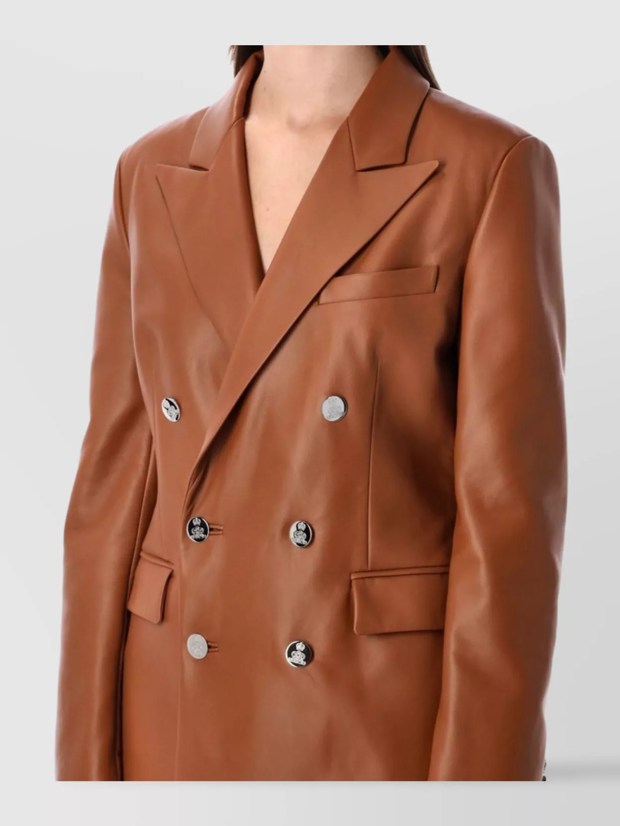 Ralph Lauren Double Breasted Nappa Leather Blazer
