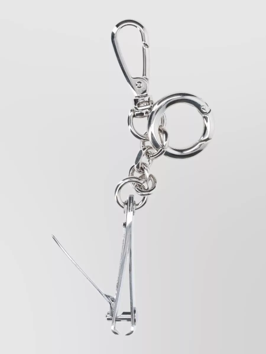 Maison Margiela Key Case And Polished Metal Keyring In Silver