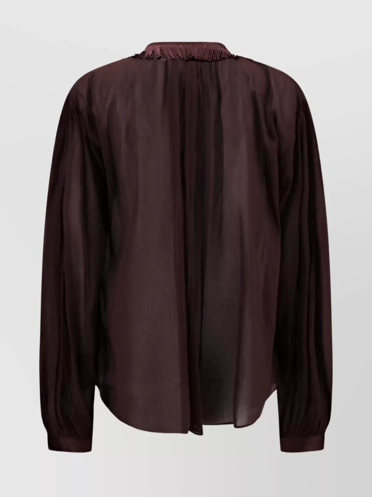 FORTE FORTE SHEER COTTON SHIRT WITH FRINGED PLEATED COLLAR 