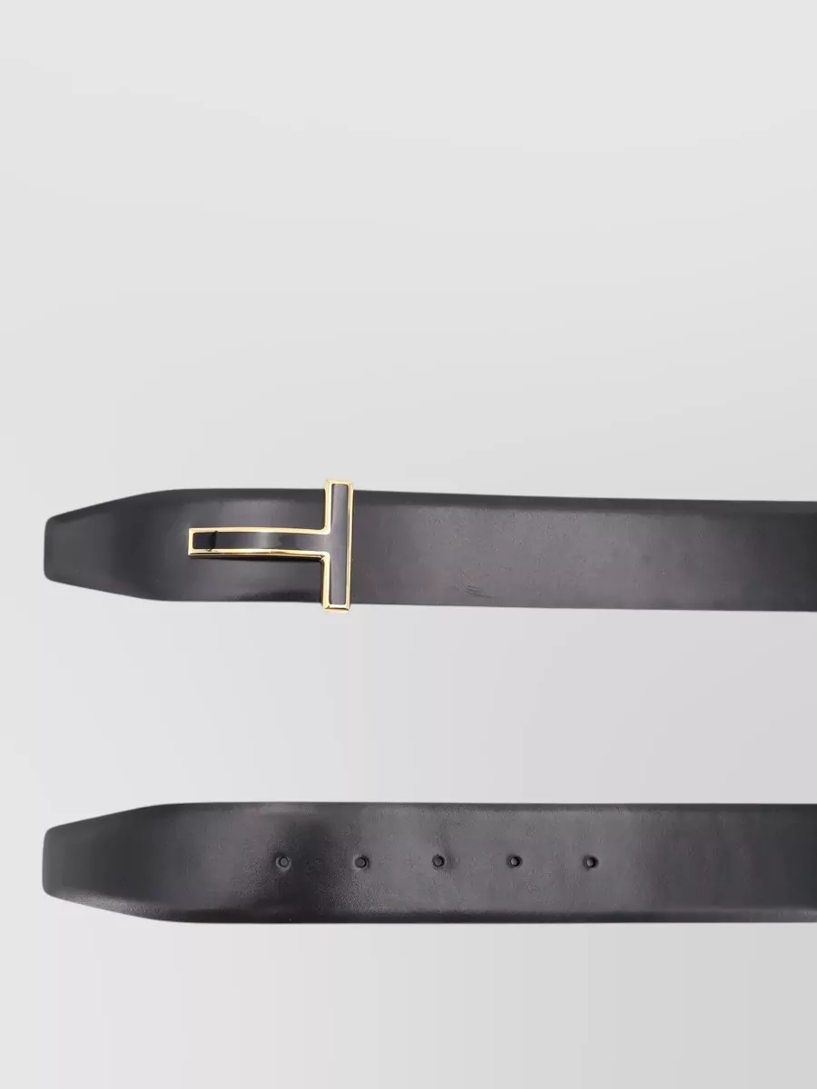Tom Ford Leather Logo Buckle Belt