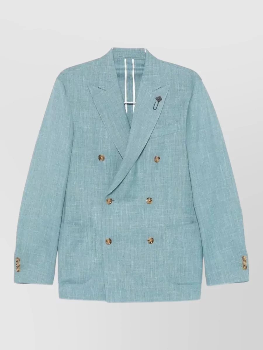 Lardini wool silk linen double-breasted blazer
