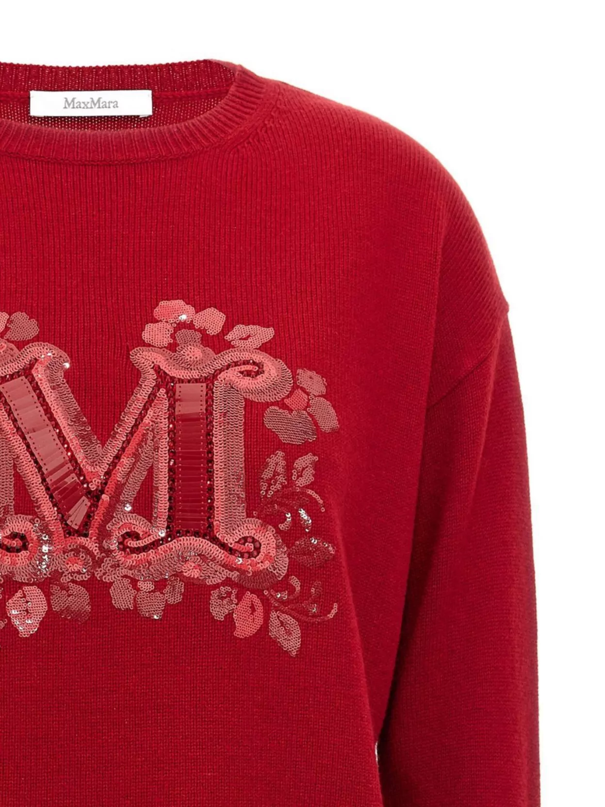 Max Mara Crew Neck Embroidered Floral Sequin Top