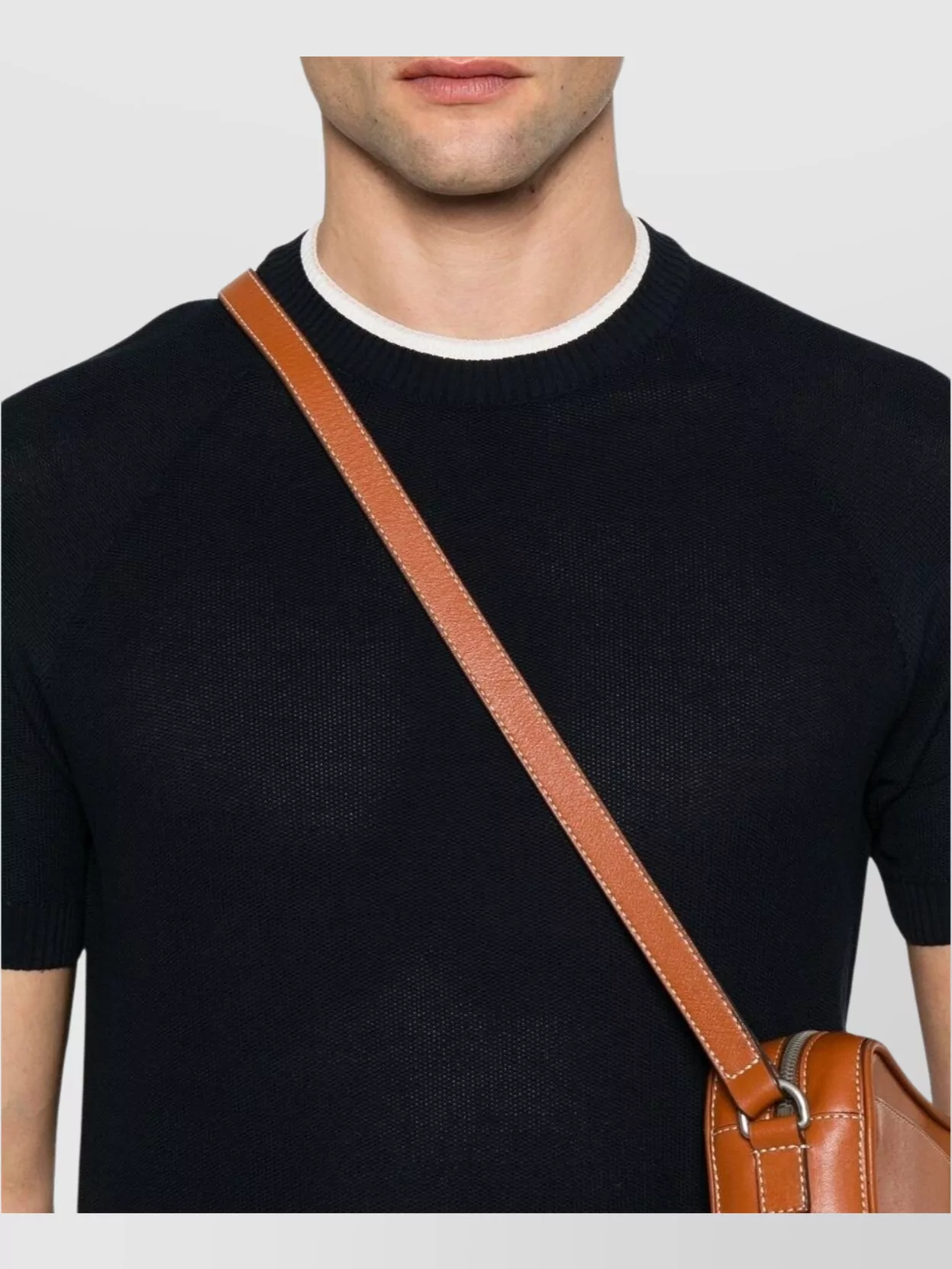 Eleventy Crew Neck Honeycomb T-Shirt Ribbed Hem