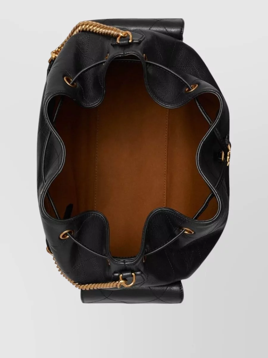 Tory Burch Large Leather Quilted Drawstring Bucket Bag