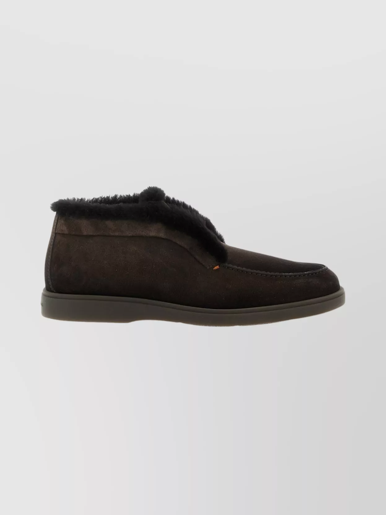 Santoni Suede Ankle Boots Featuring Fur Trim
