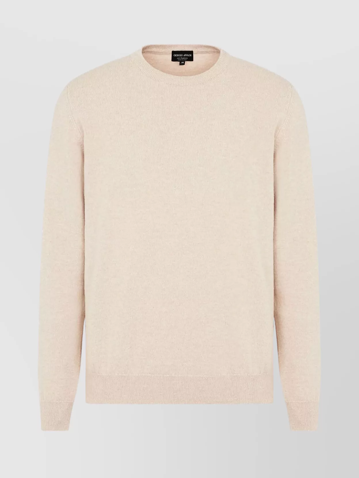 Giorgio Armani Ribbed Crewneck Sweater With Long Sleeves In Neutral