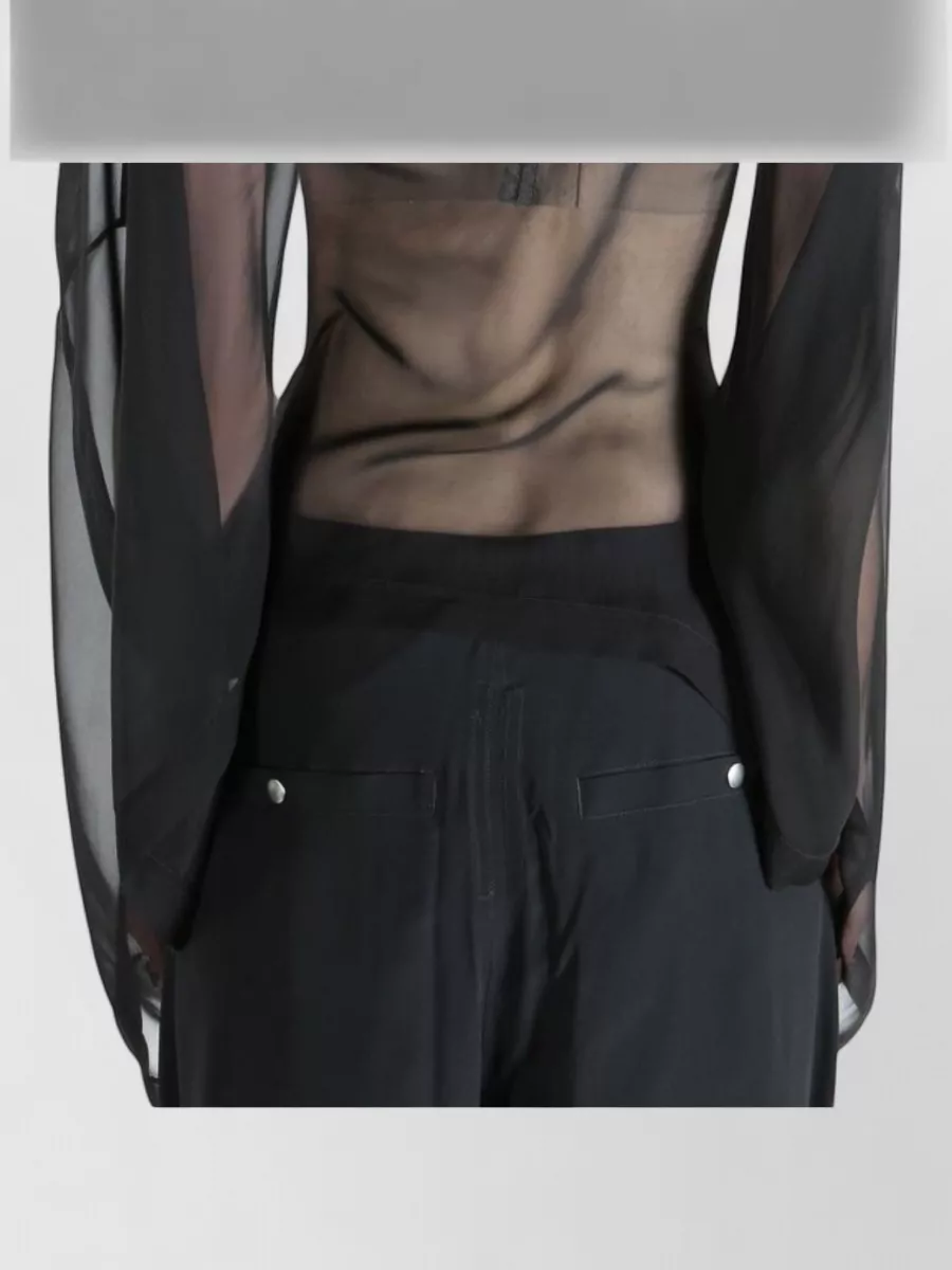 Rick Owens Long Sleeve Sheer Top High Low Hem