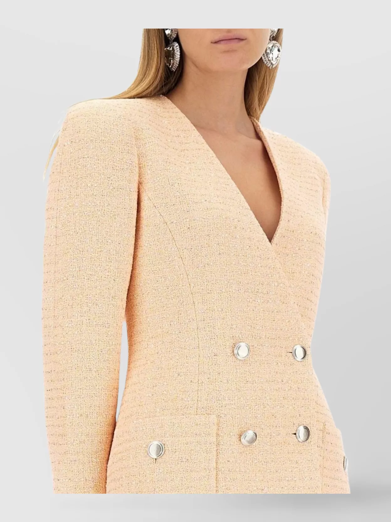 Alessandra Rich Tweed Jacket Featuring Button Detailing