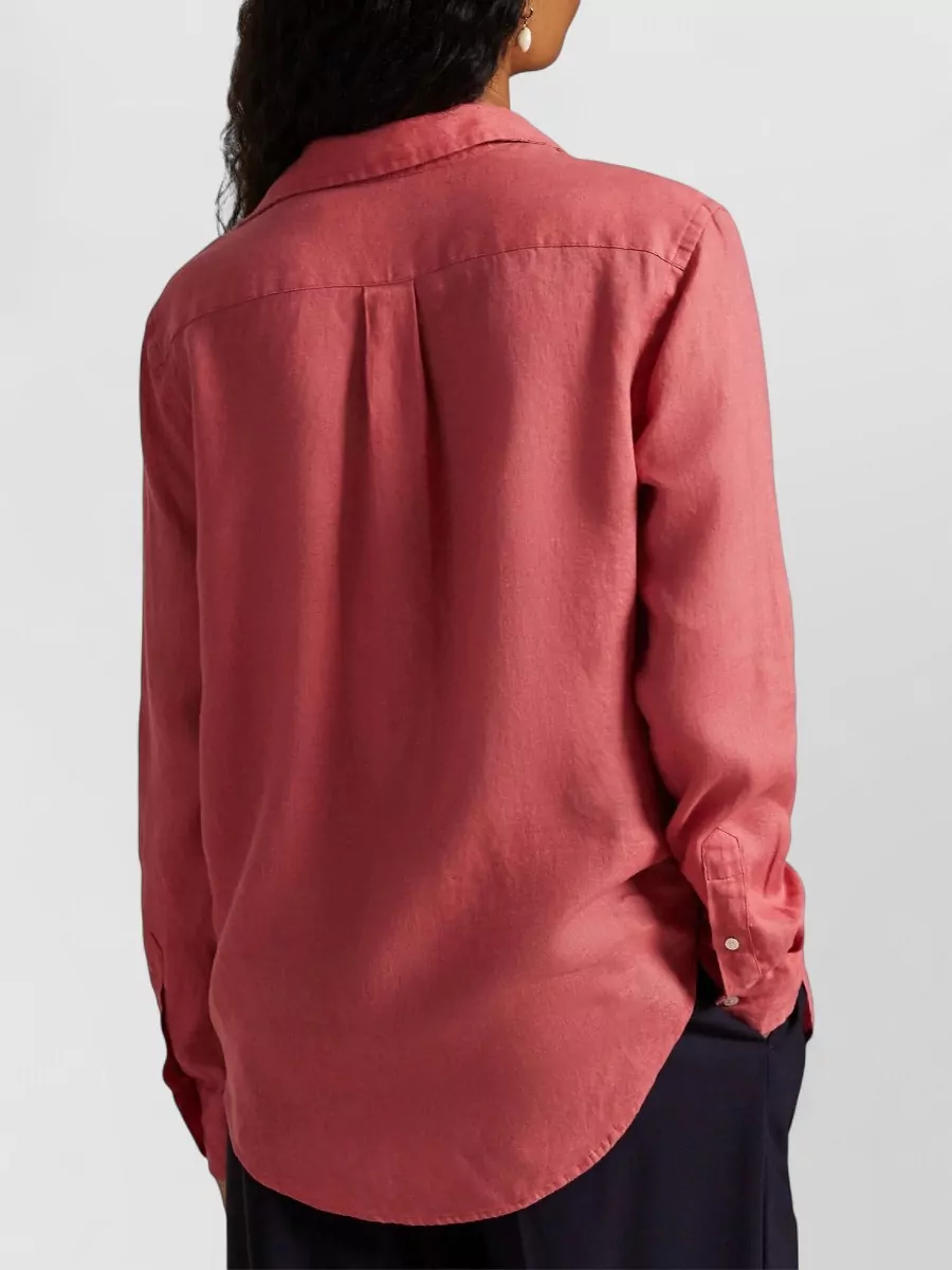 Polo Ralph Lauren Long Sleeve Shirt Curved Hem Front Buttons