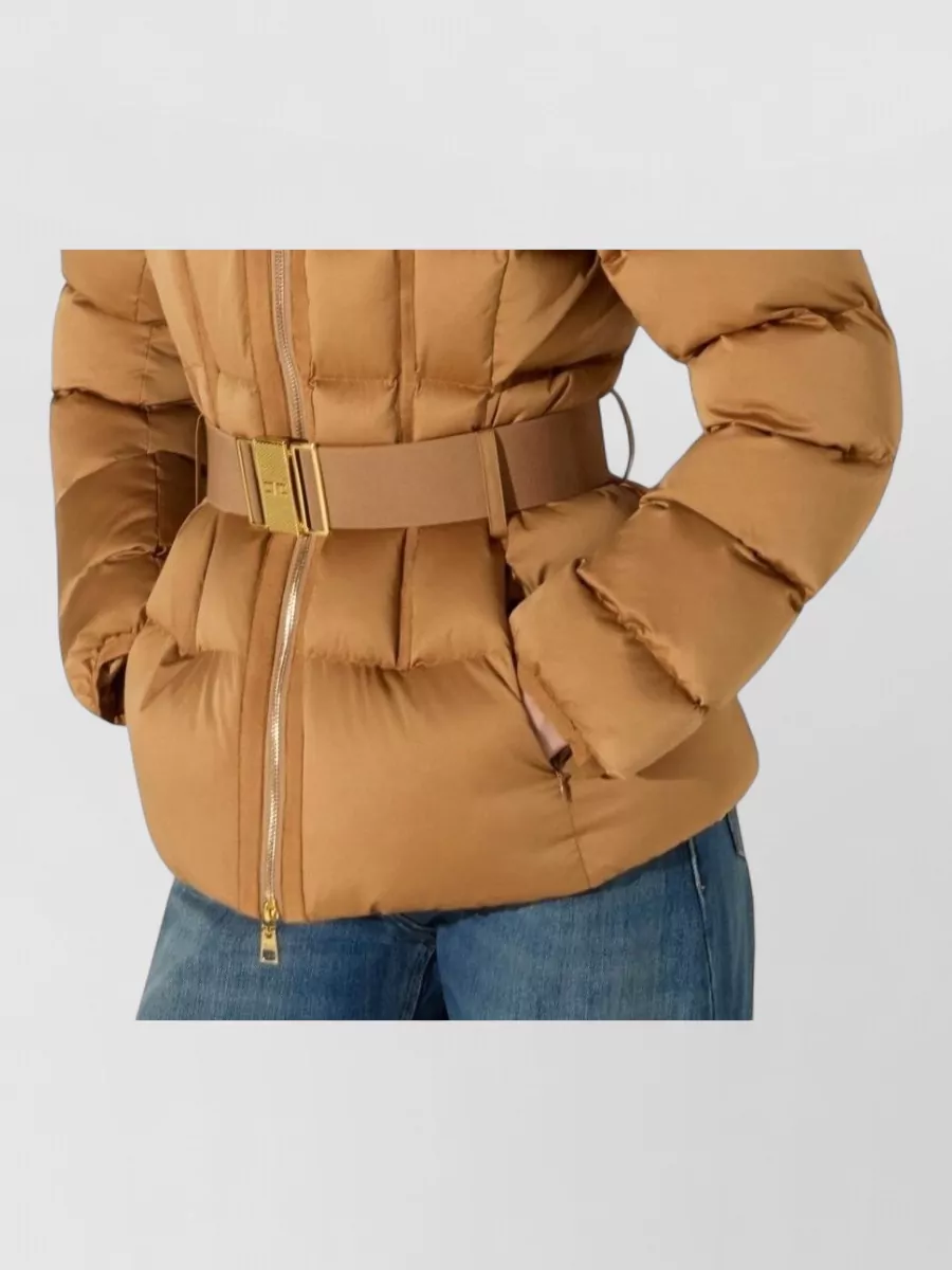 Elisabetta Franchi Down Hooded Belted Puffer Jacket