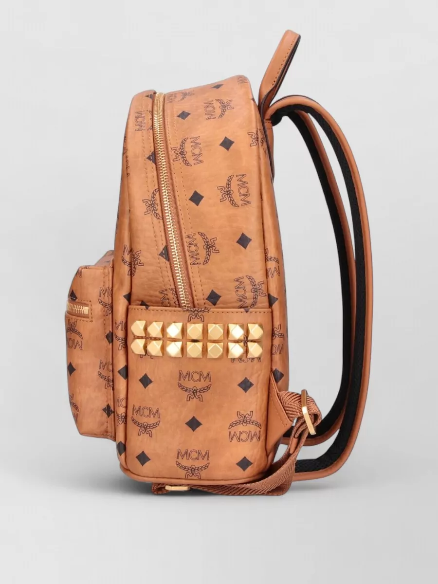 Mcm Leather Logo-Print Backpack