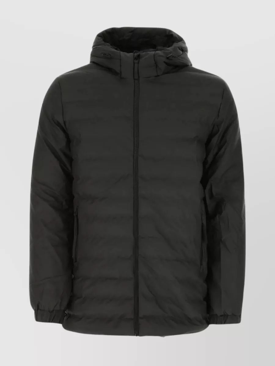 Shop Rains Polyester Hooded Jacket With Padded Texture In Black