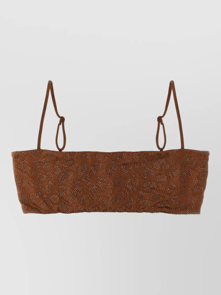 Mc2 Saint Barth rhinestone appliqué animal-print bikini top