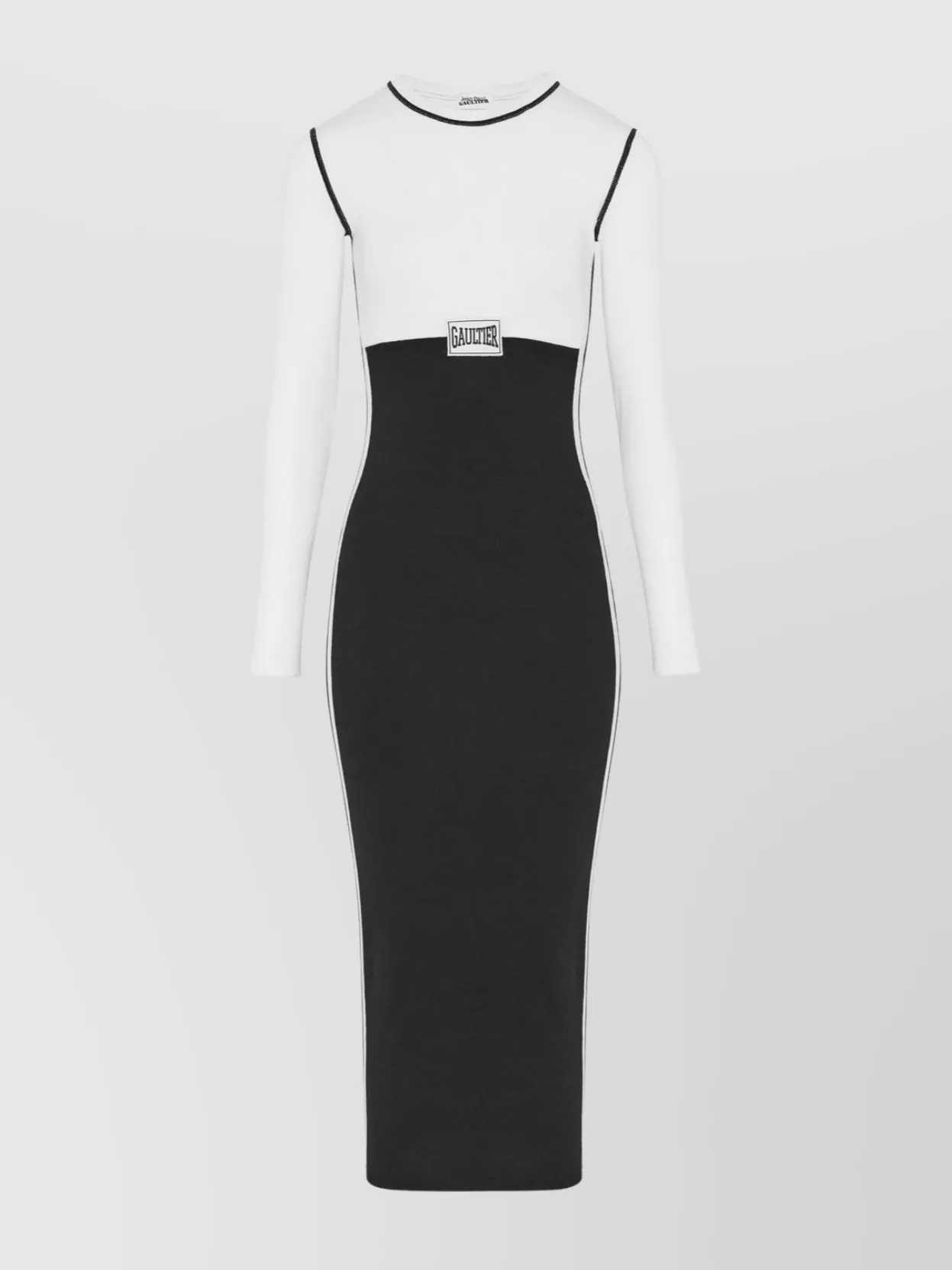 Jean Paul Gaultier Ribbed Texture Crew Neck Long Sleeve Dress