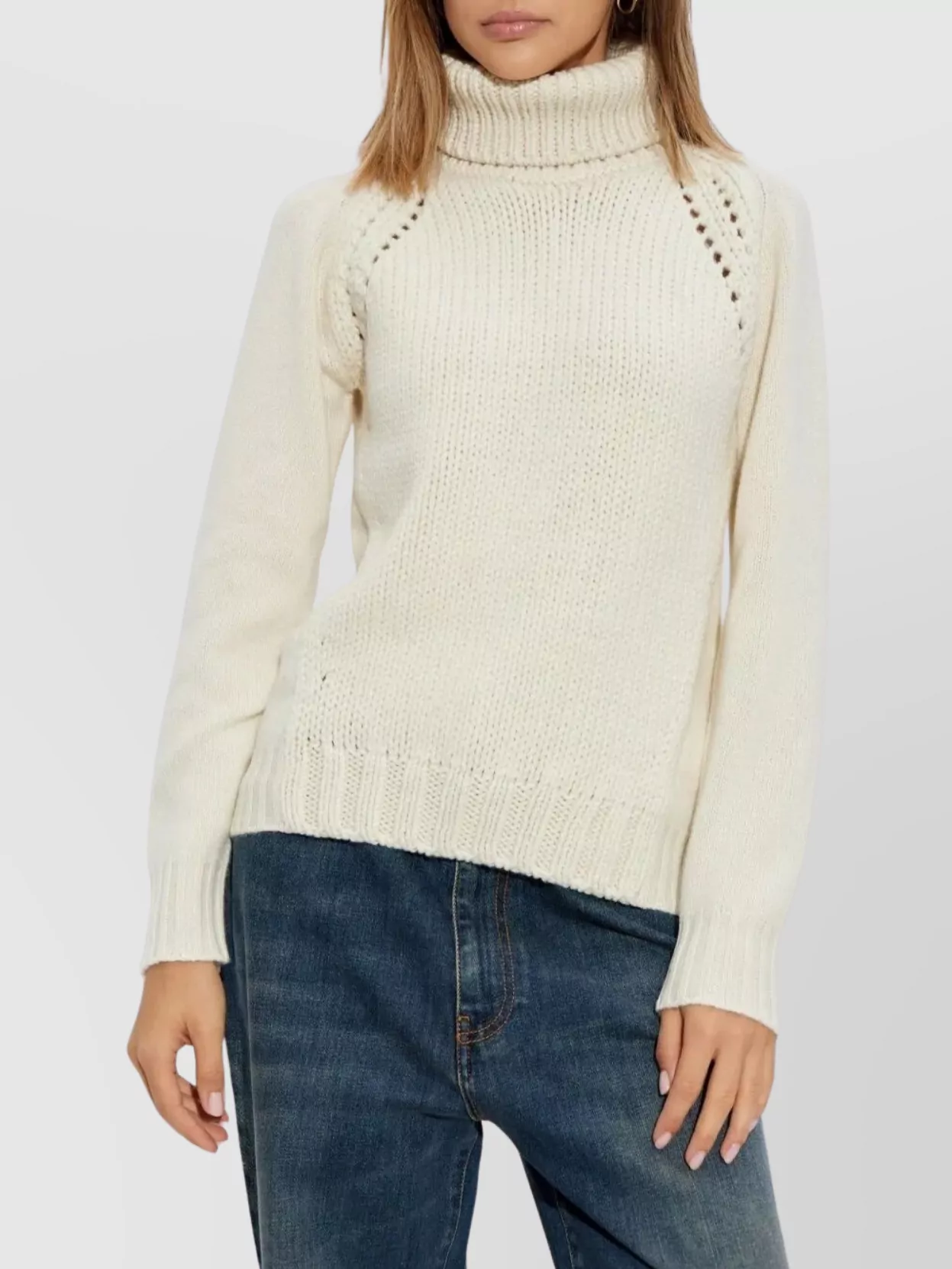 Fabiana Filippi Chunky Ribbed Knit Sweater With High Turtleneck In Multi