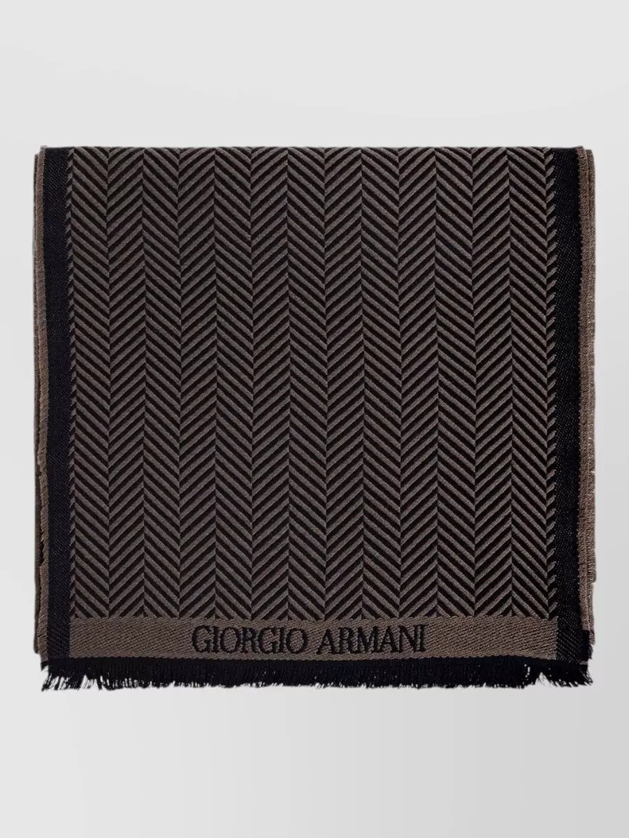 Giorgio Armani virgin wool herringbone scarf