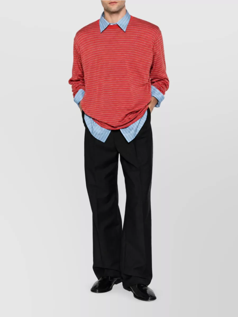 Auralee Wool striped long-sleeve t-shirt