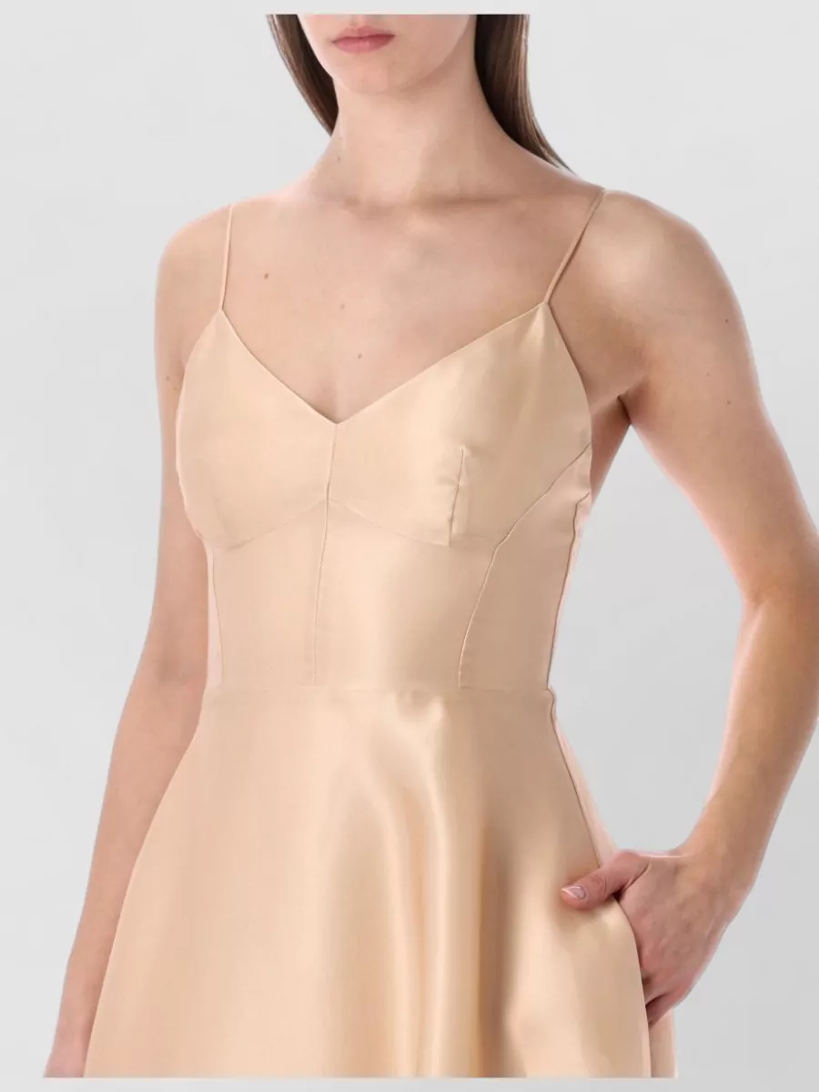 Alberta Ferretti Organza Dress Fitted Bodice Flared Skirt