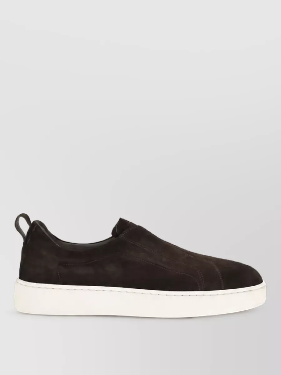Santoni calf leather slip-on sneakers