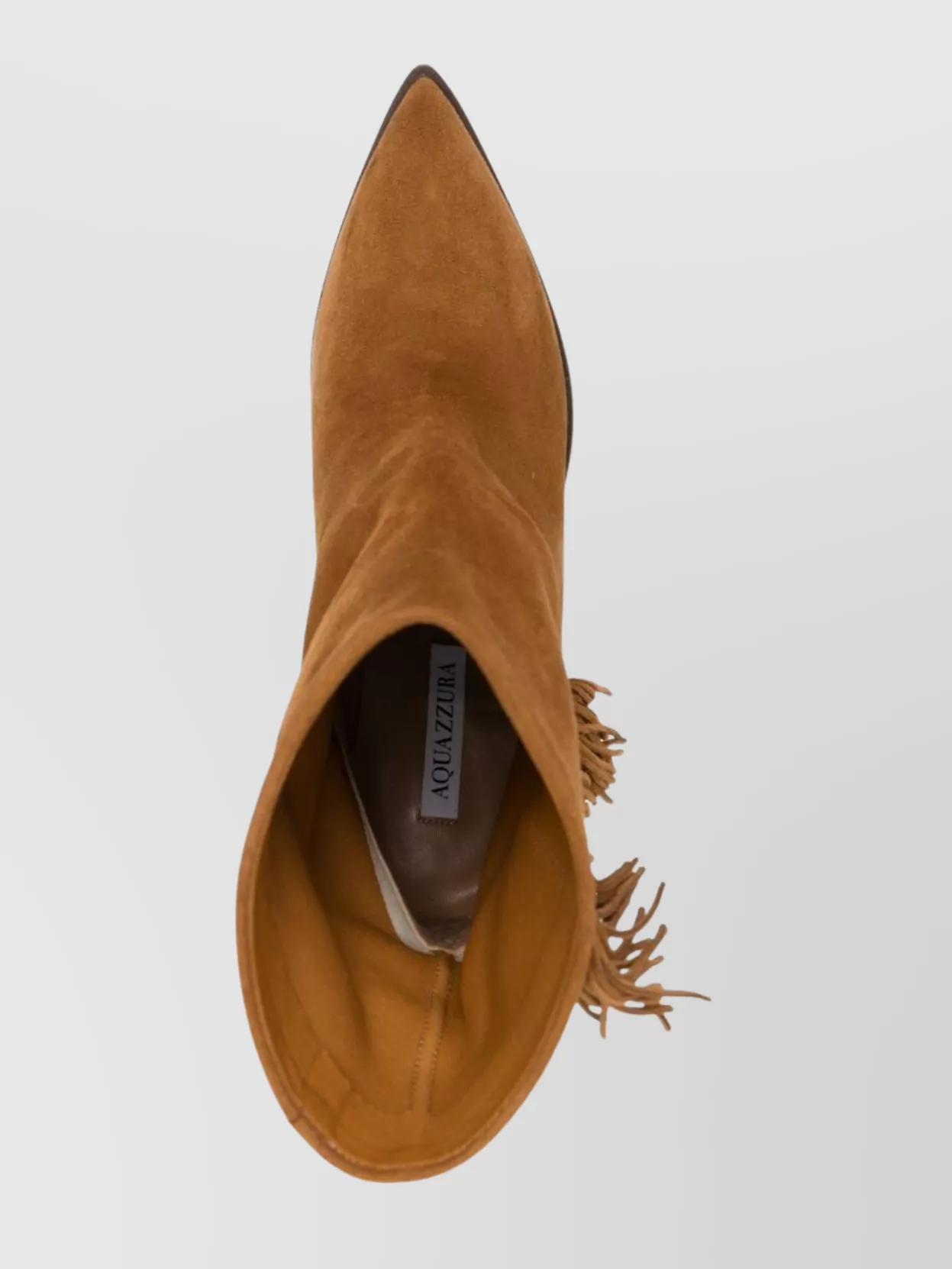 Aquazzura 70 Fringed Suede Cone Heel Bootie