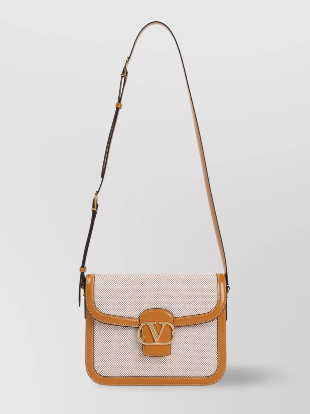Valentino Mini Bag With Adjustable Strap And Contrast Trim In Brown
