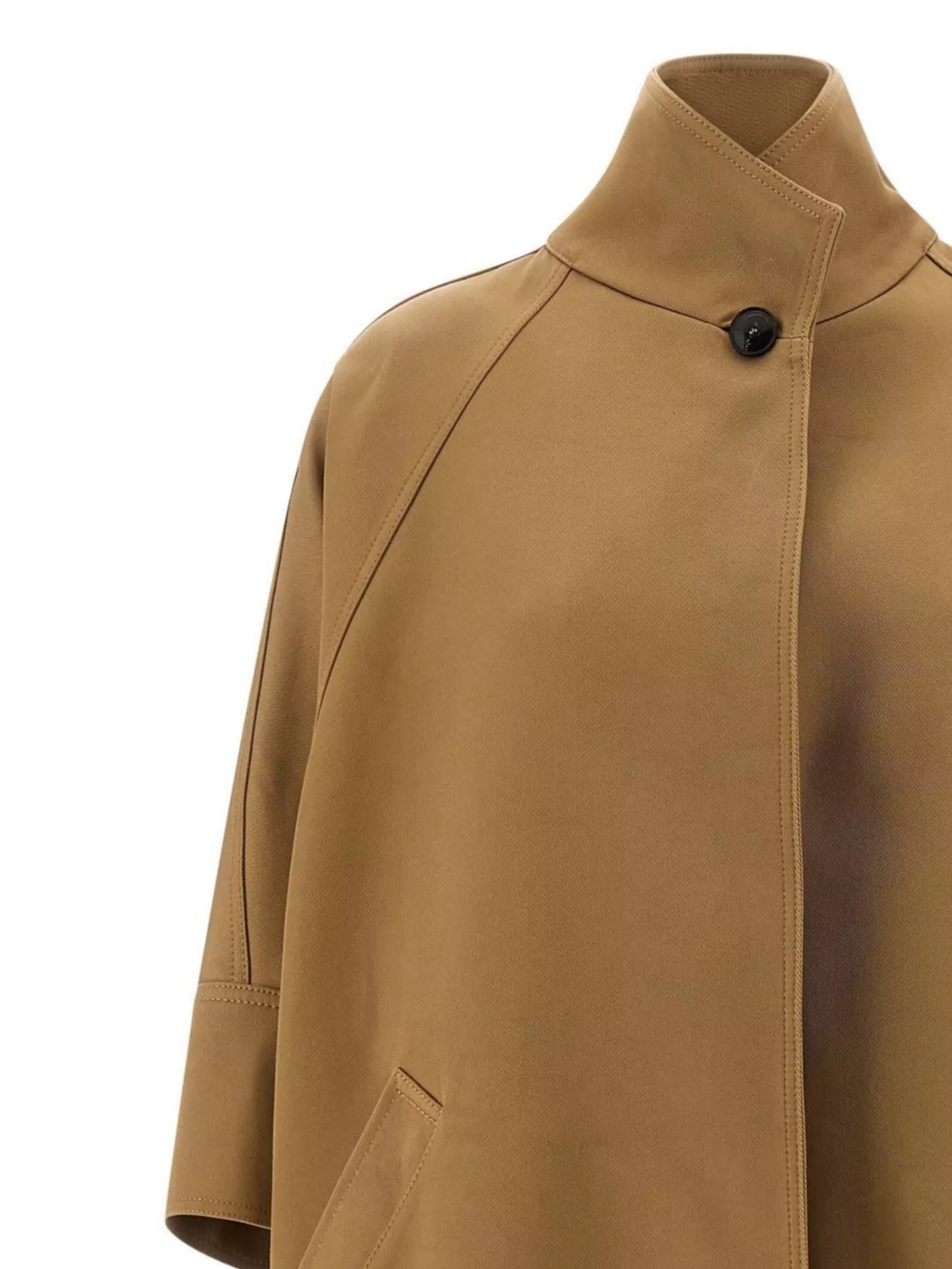 Darkpark Long Coat With High Collar And Raglan Sleeves In Brown