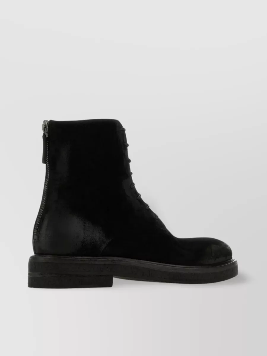 Shop Marsèll Suede Ankle Boots With Round Toe And Worn-out Effect In Black
