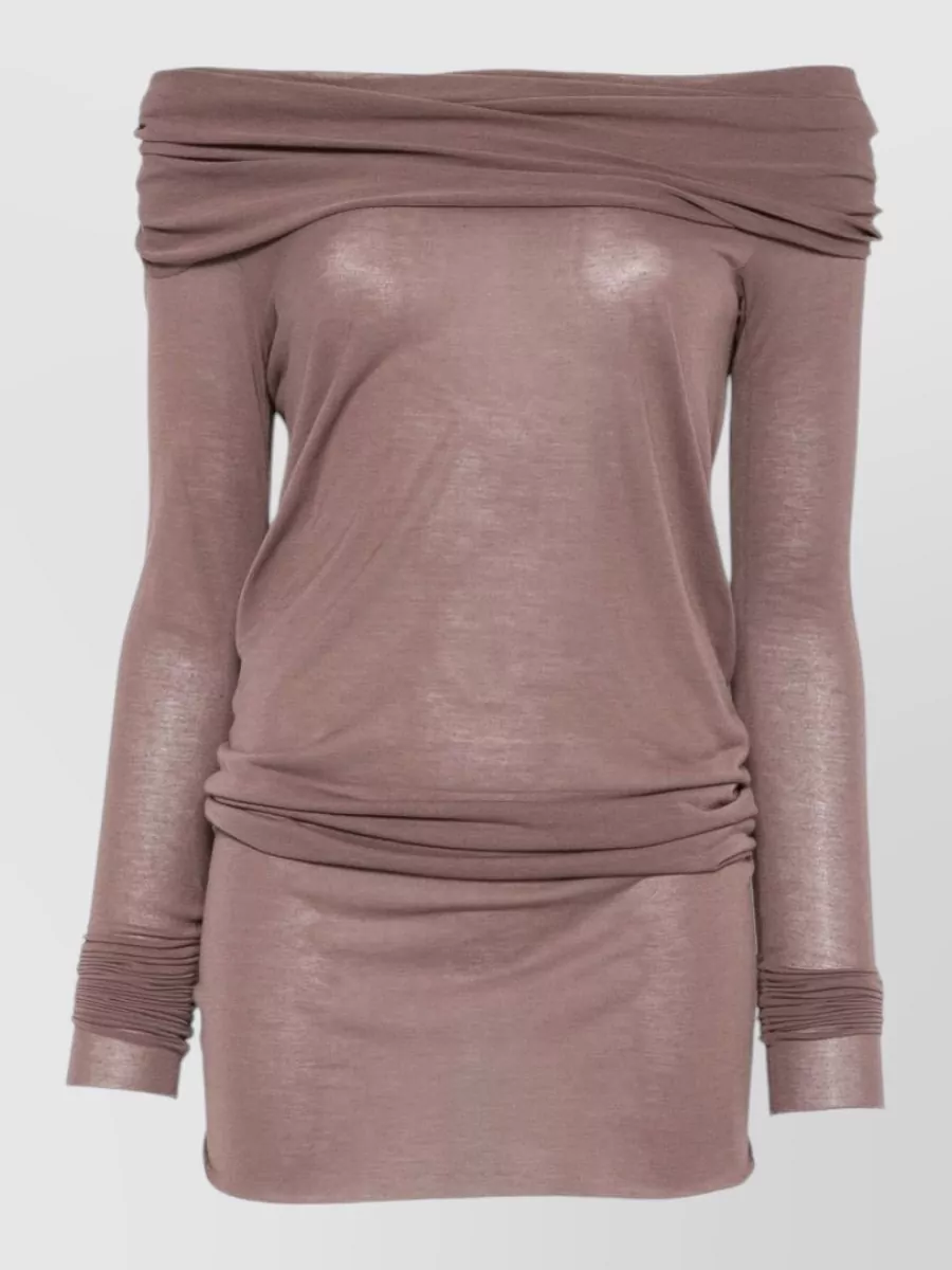 Rick Owens Silk blend draped off-shoulder long-sleeve top