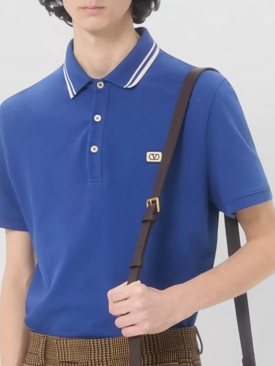 Valentino Garavani Cotton Piqué Polo Shirt Vlogo Patch