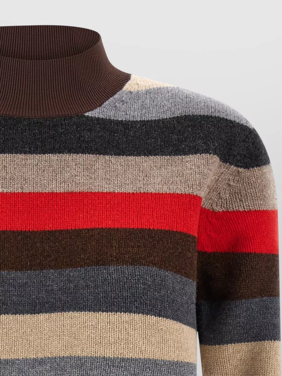 Tory Burch Striped Wool High Neck Long-Sleeve Sweatshirt