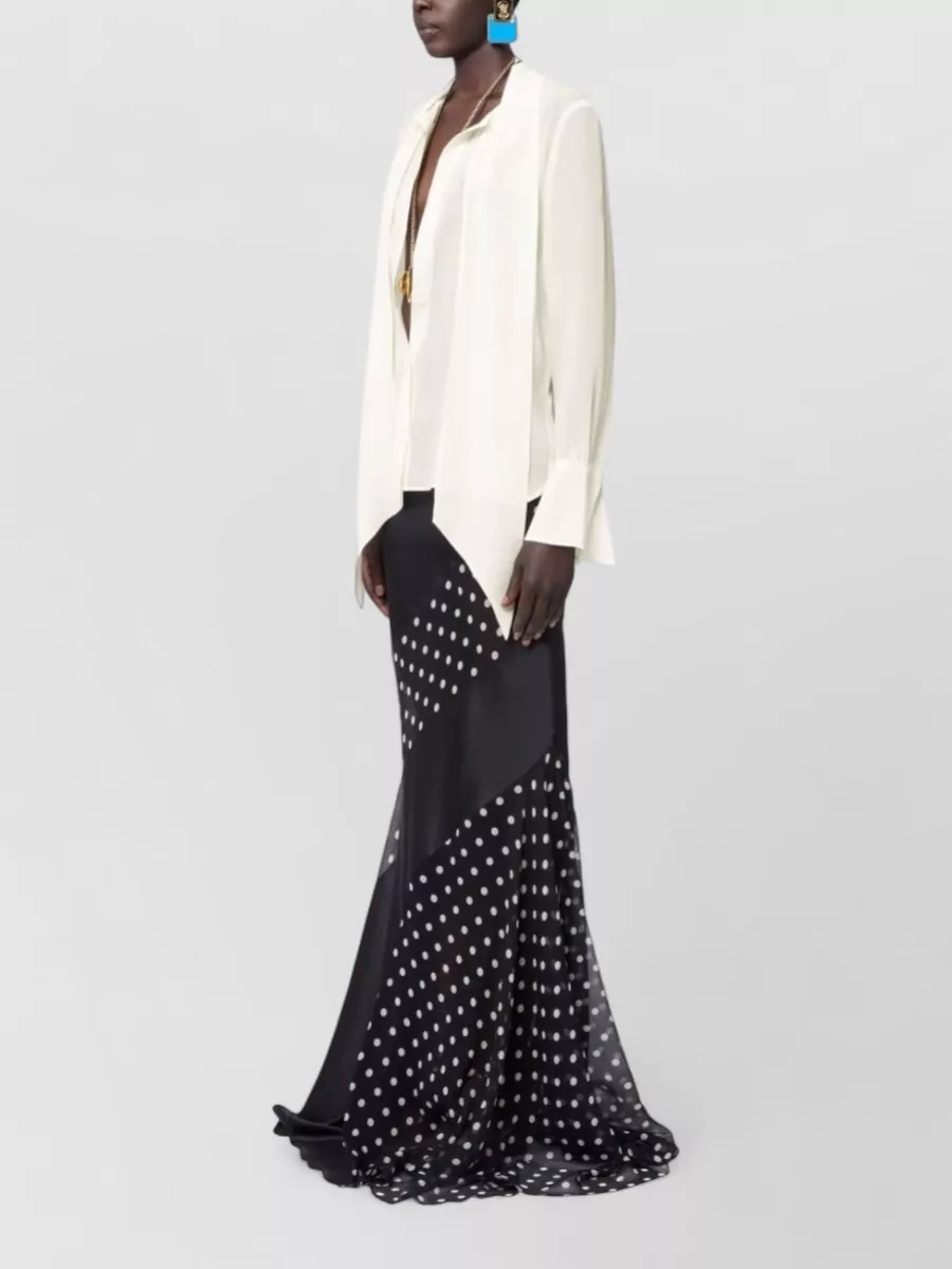 Nina Ricci Silk Top Long Sleeves Tie Neck Scarf