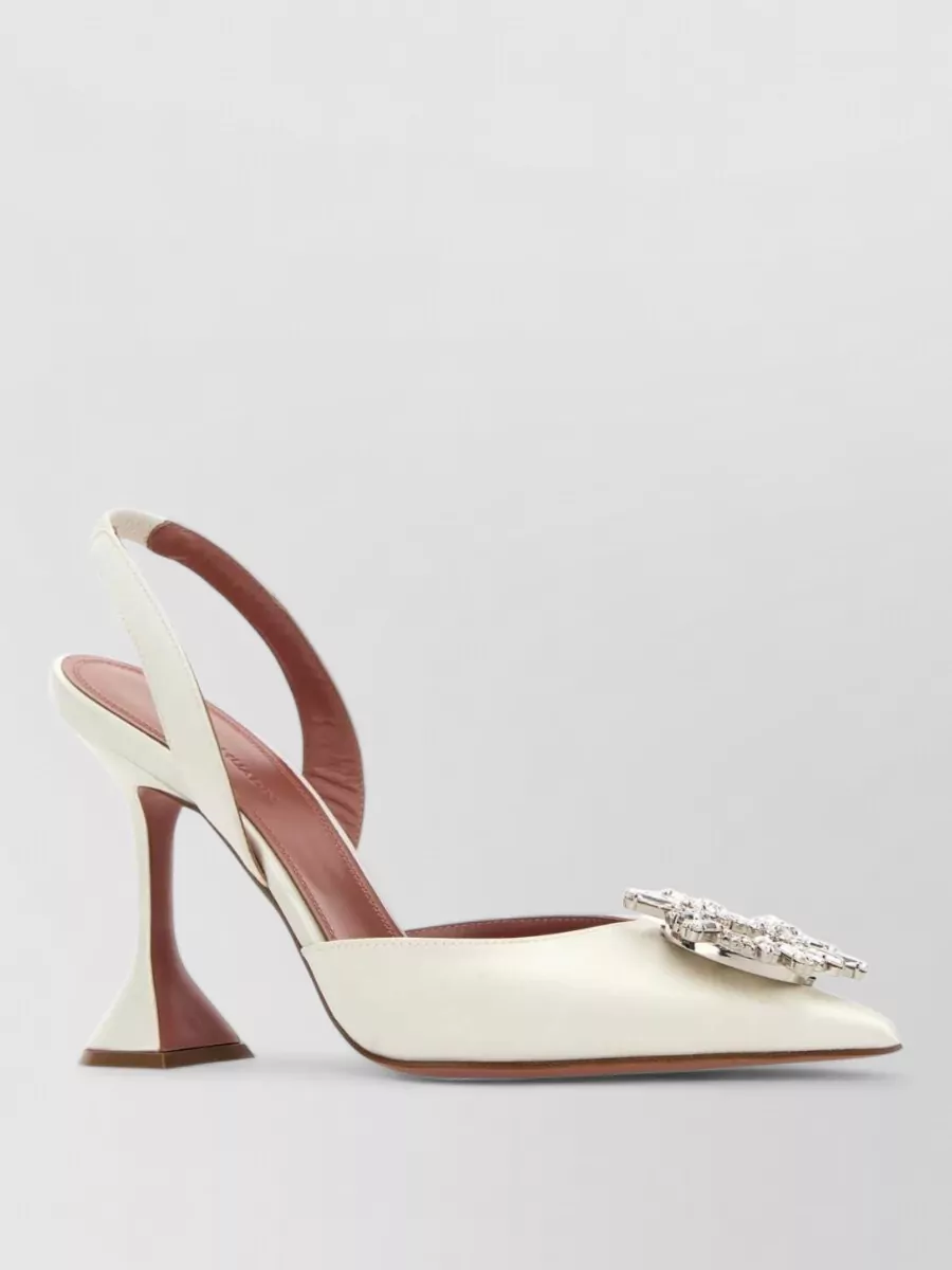 Amina Muaddi Satin Slingback Pumps