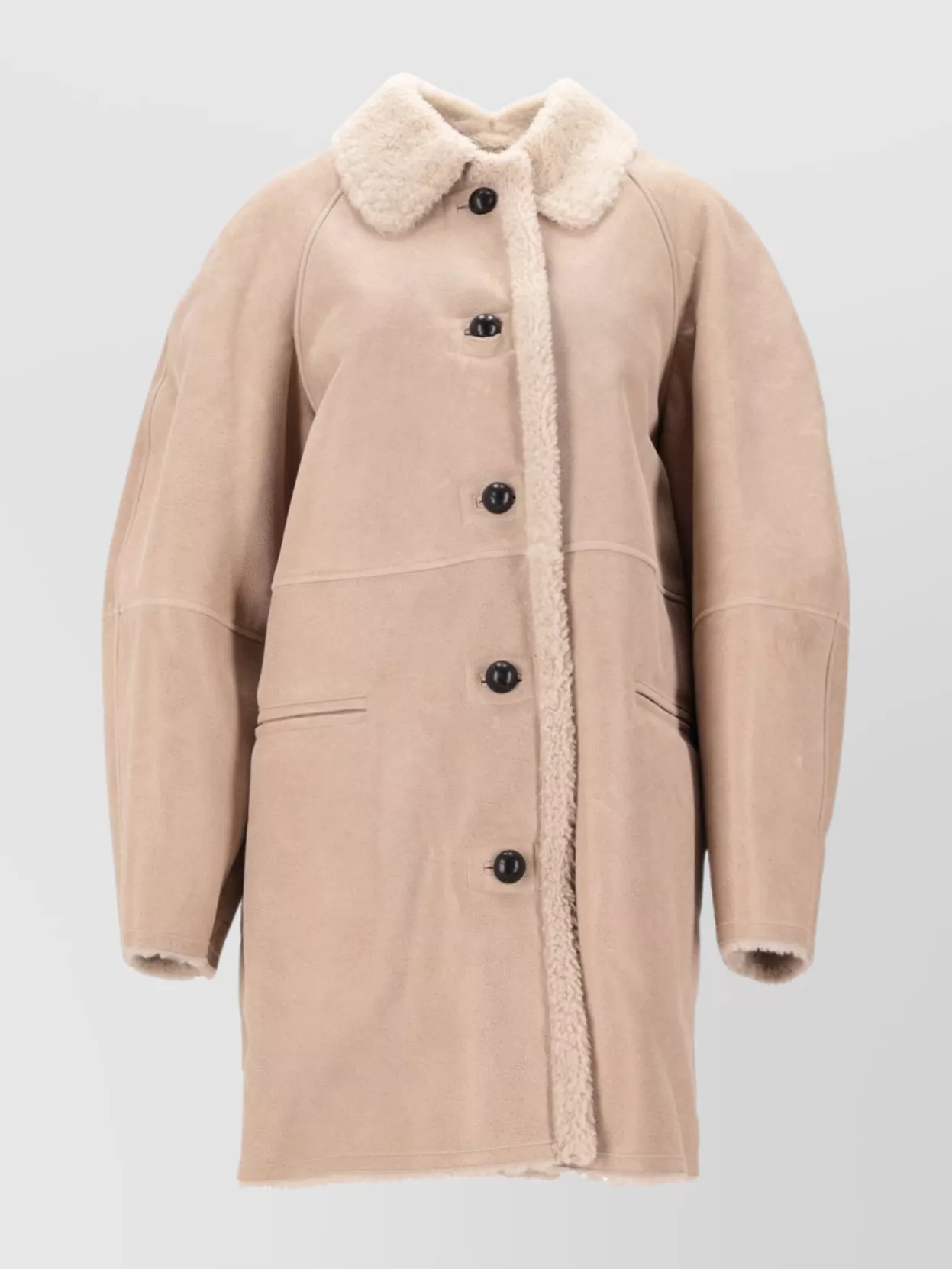 Isabel Marant Longline Jacket Shearling Collar In Multi