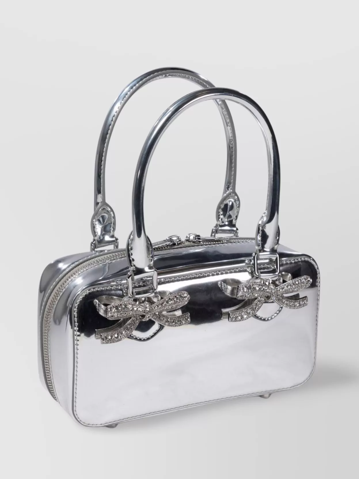 Shop Self-portrait Bow Detail Metallic Tote Bag Handles