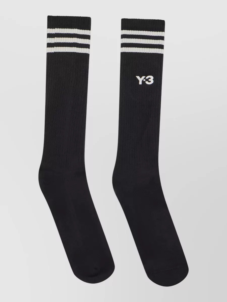 Adidas Y3 striped knee-high socks